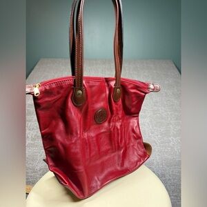 Rossi and Caruso Red Soft Leather Snap Botton  Shoulder Bag Purse